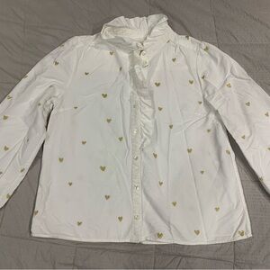 Sezane White Button Down Shirt with Gold Accents